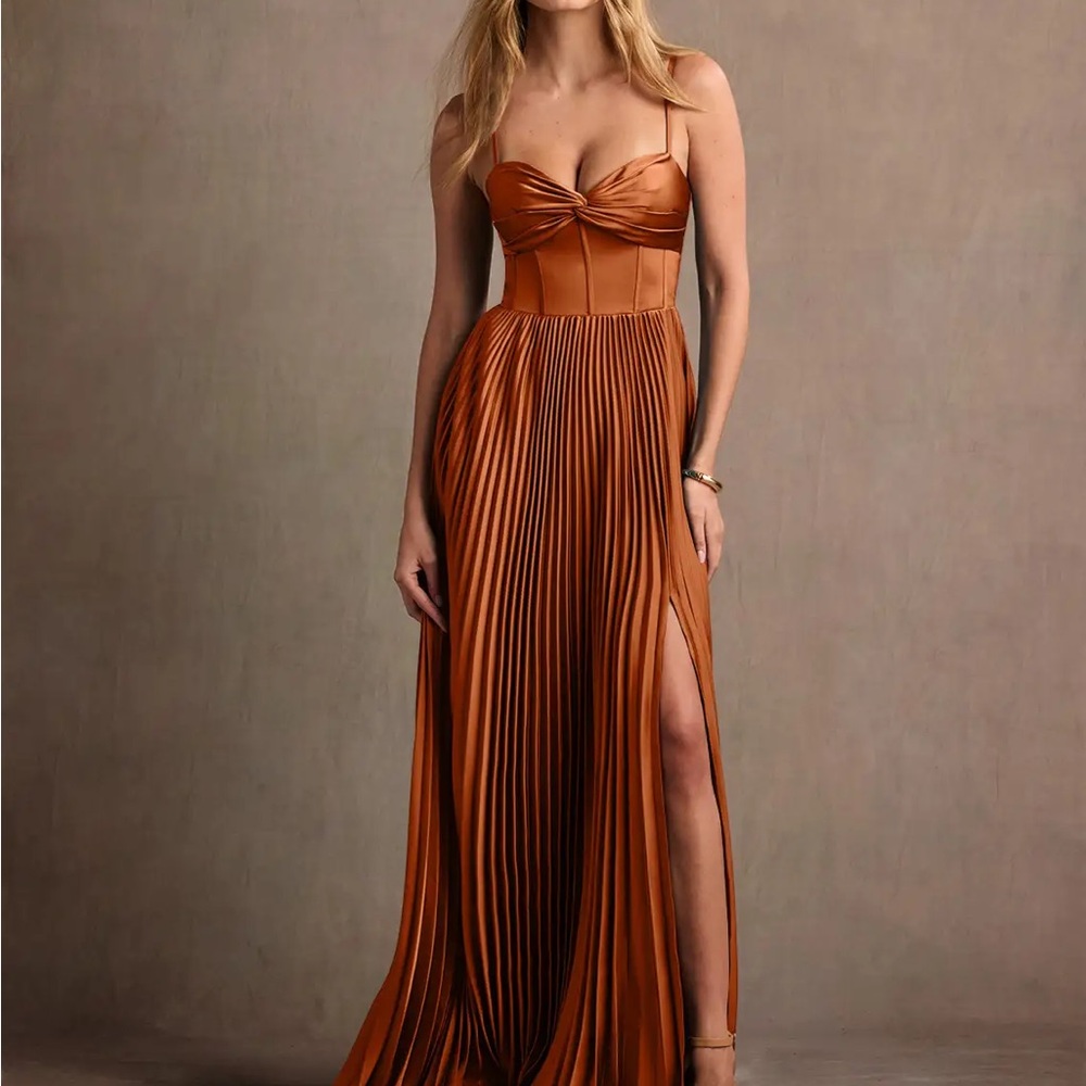 Azazie Styla Spice Pleated Maxi Dress